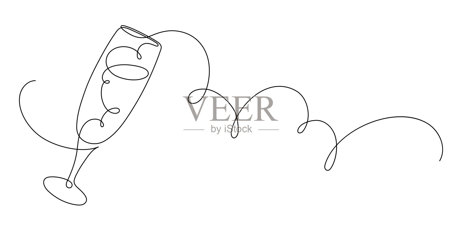 香槟酒杯或鸡尾酒杯插画图片素材