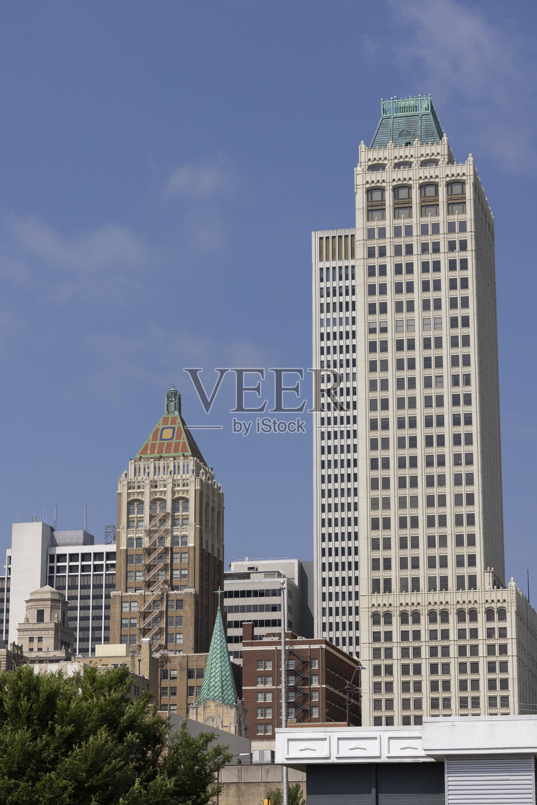 塔尔萨市中心的天际线照片摄影图片