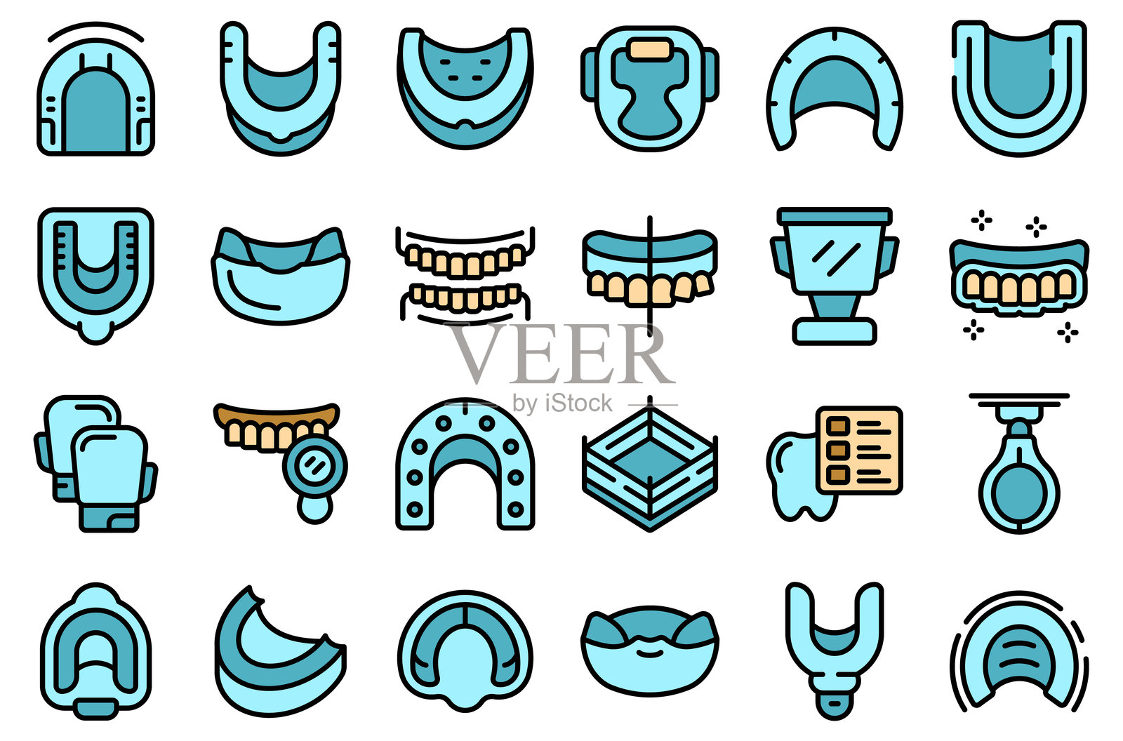 护齿器图标集矢量平面设计插画图片素材