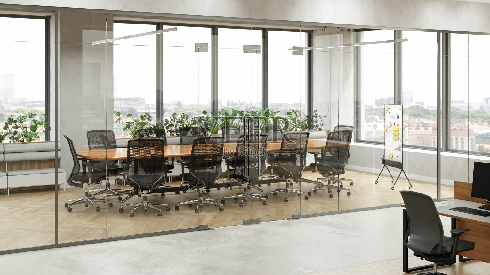 现代办公室会议室内部装修照片摄影图片
