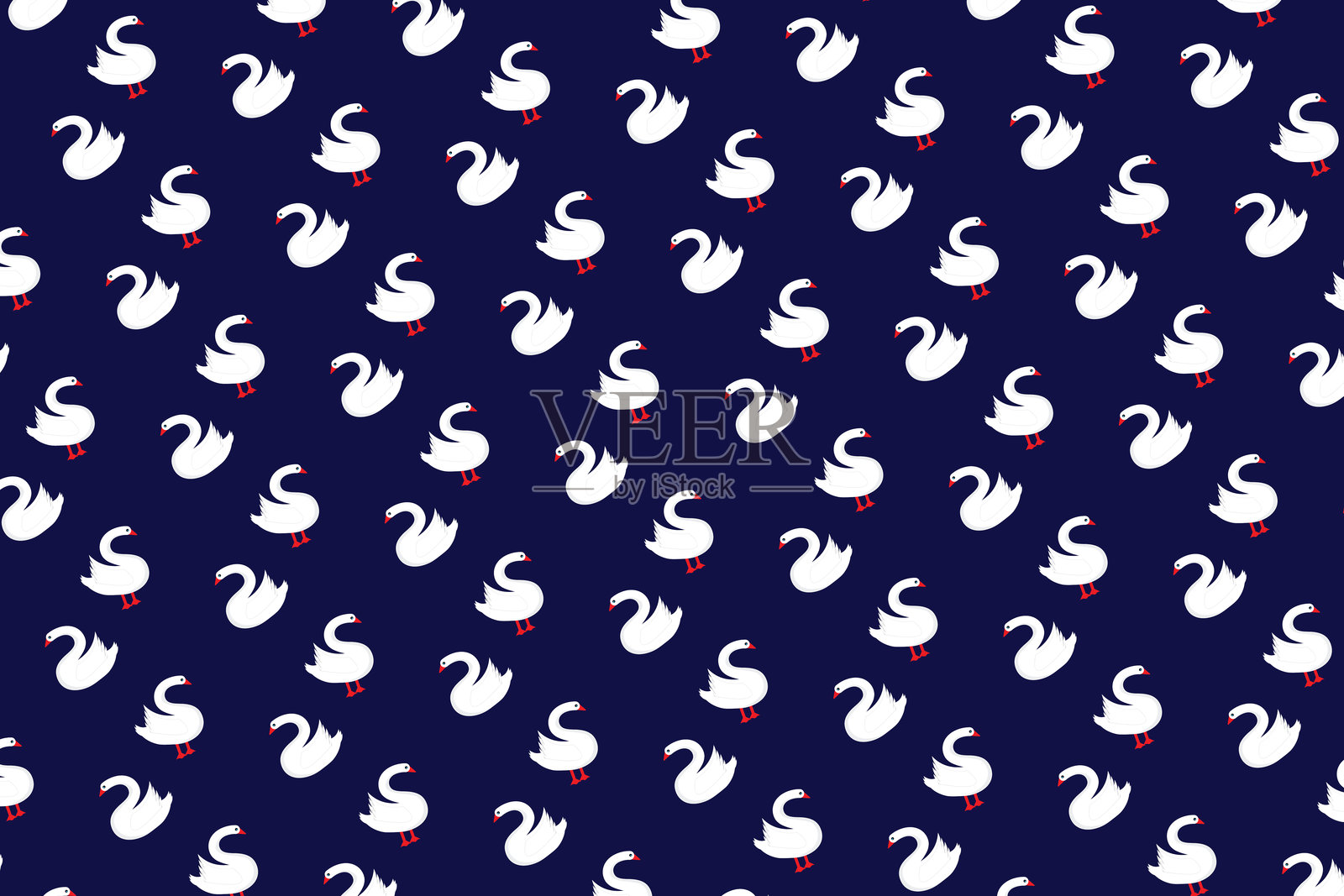 儿童无缝图案，包含白天鹅的图像插图插画图片素材