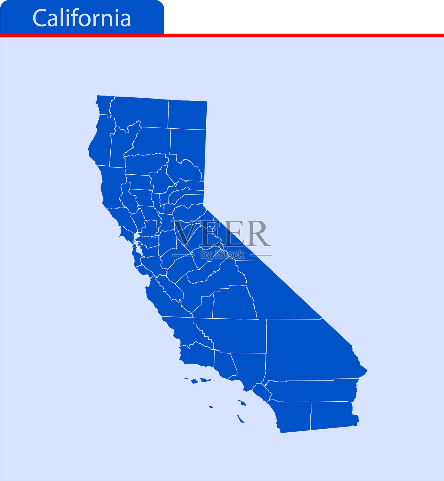 加利福尼亚州地图插画图片素材