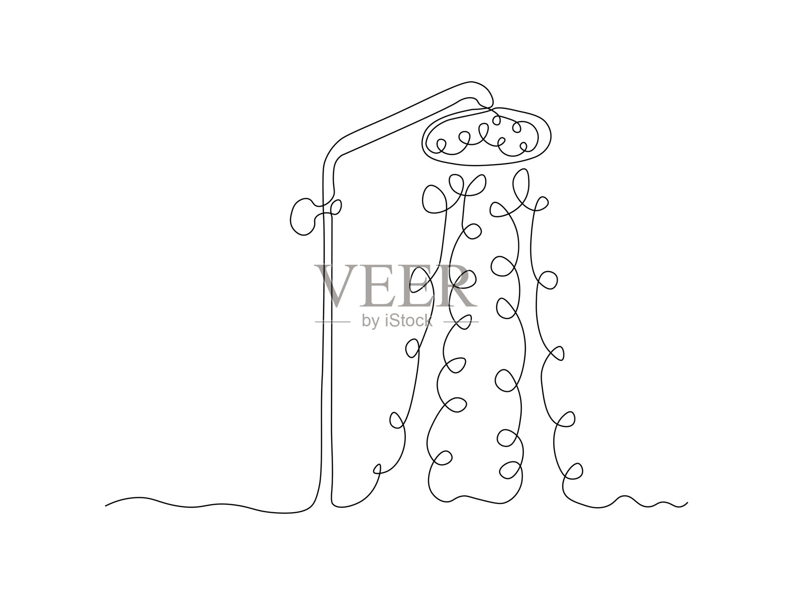 抽象的淋浴和水，连续的单线艺术素描，标志插画图片素材