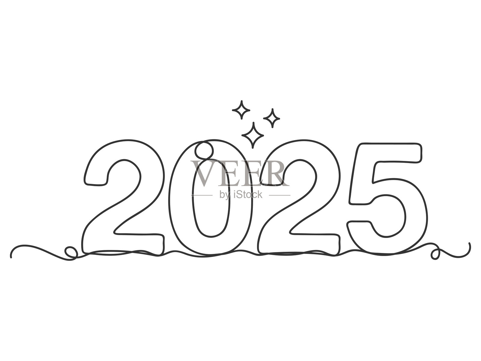 2025年手写连续一行艺术矢量插图。插画图片素材