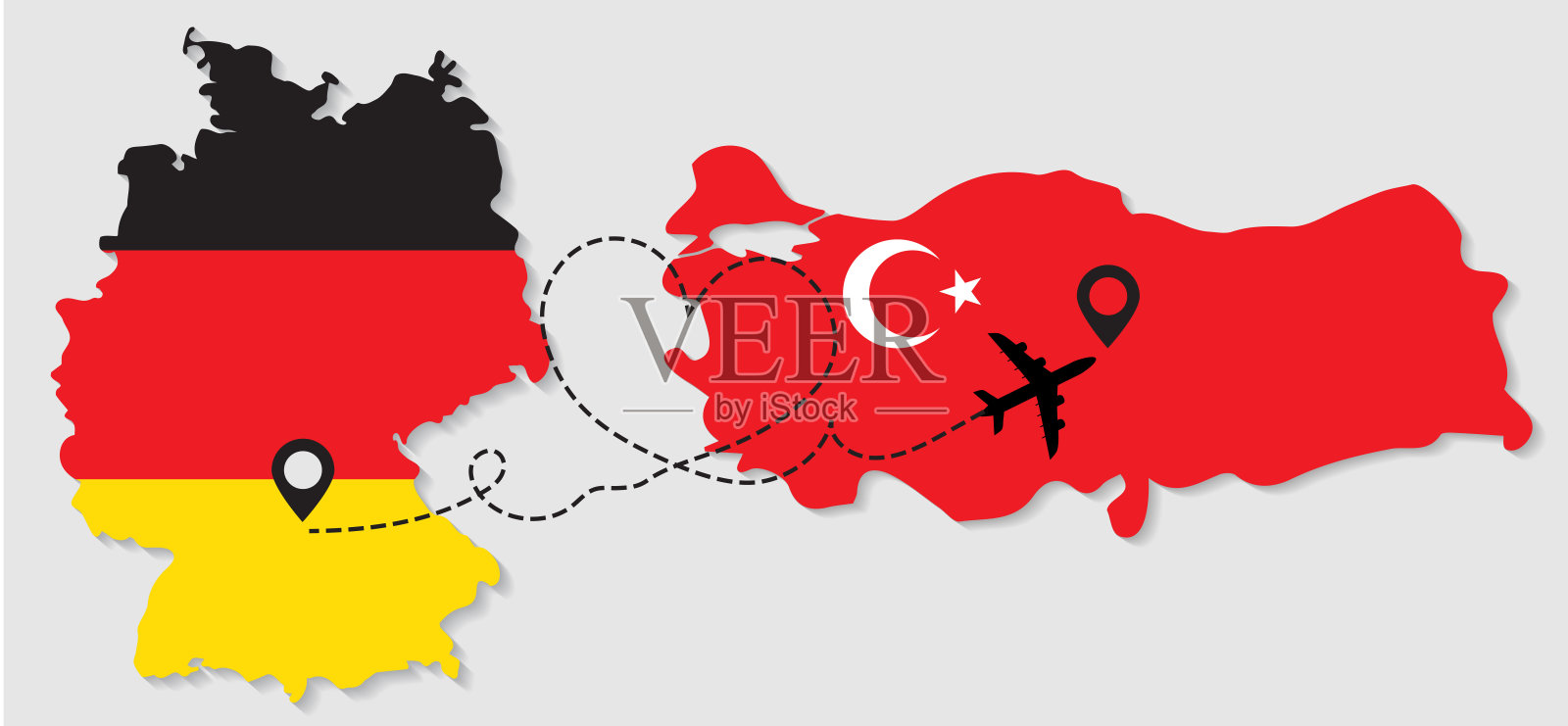 从德国乘飞机前往土耳其插画图片素材