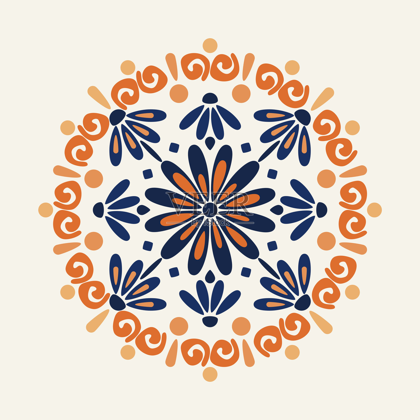 矢量插图，宁静优雅的艺术图案，盛开的花朵以明亮而柔和的色调呈现。经典原创设计图案。手工制作，面料，背景，地毯，壁纸，纺织品，陶瓷。插画图片素材