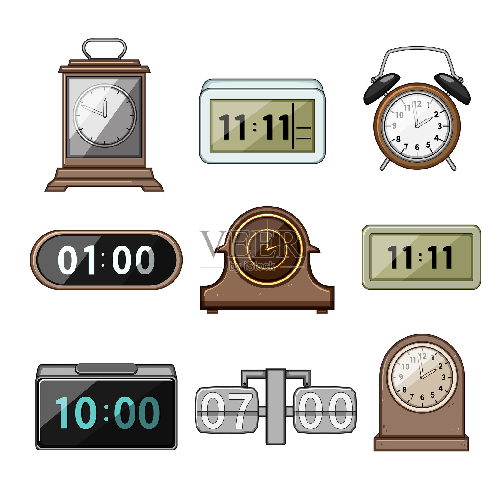 旅行闹钟设置卡通矢量插图插画图片素材