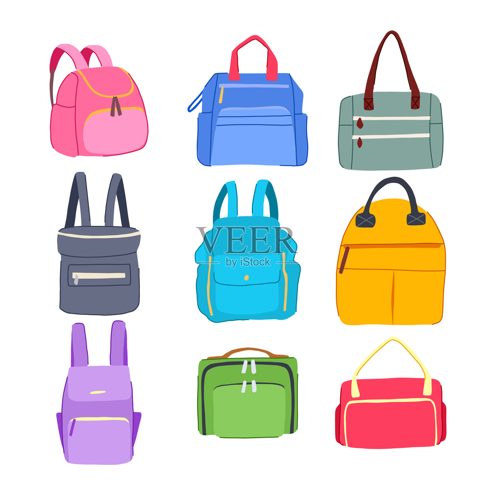 卡通尿布包套装矢量插图插画图片素材