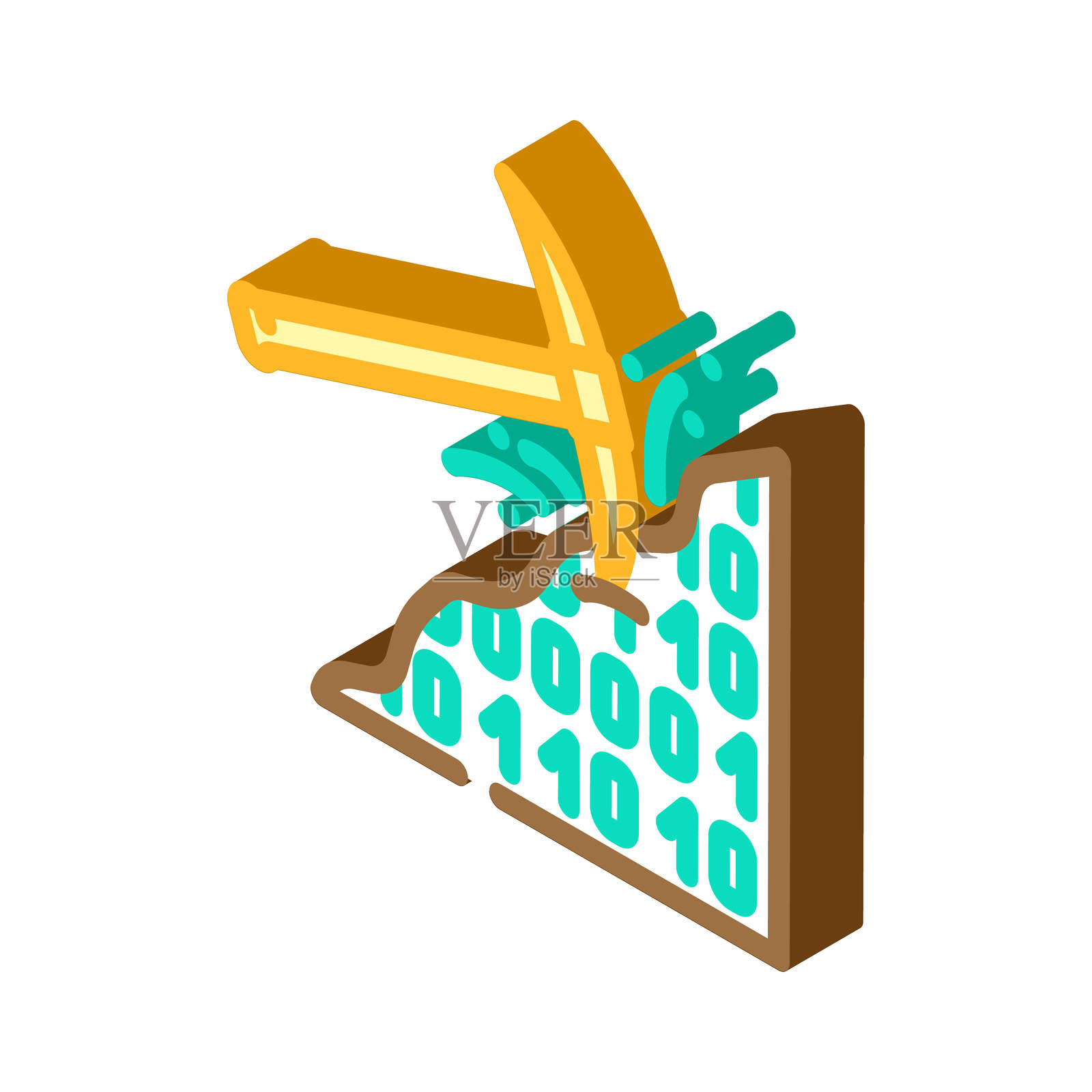 大数据挖掘等距图标矢量插图插画图片素材