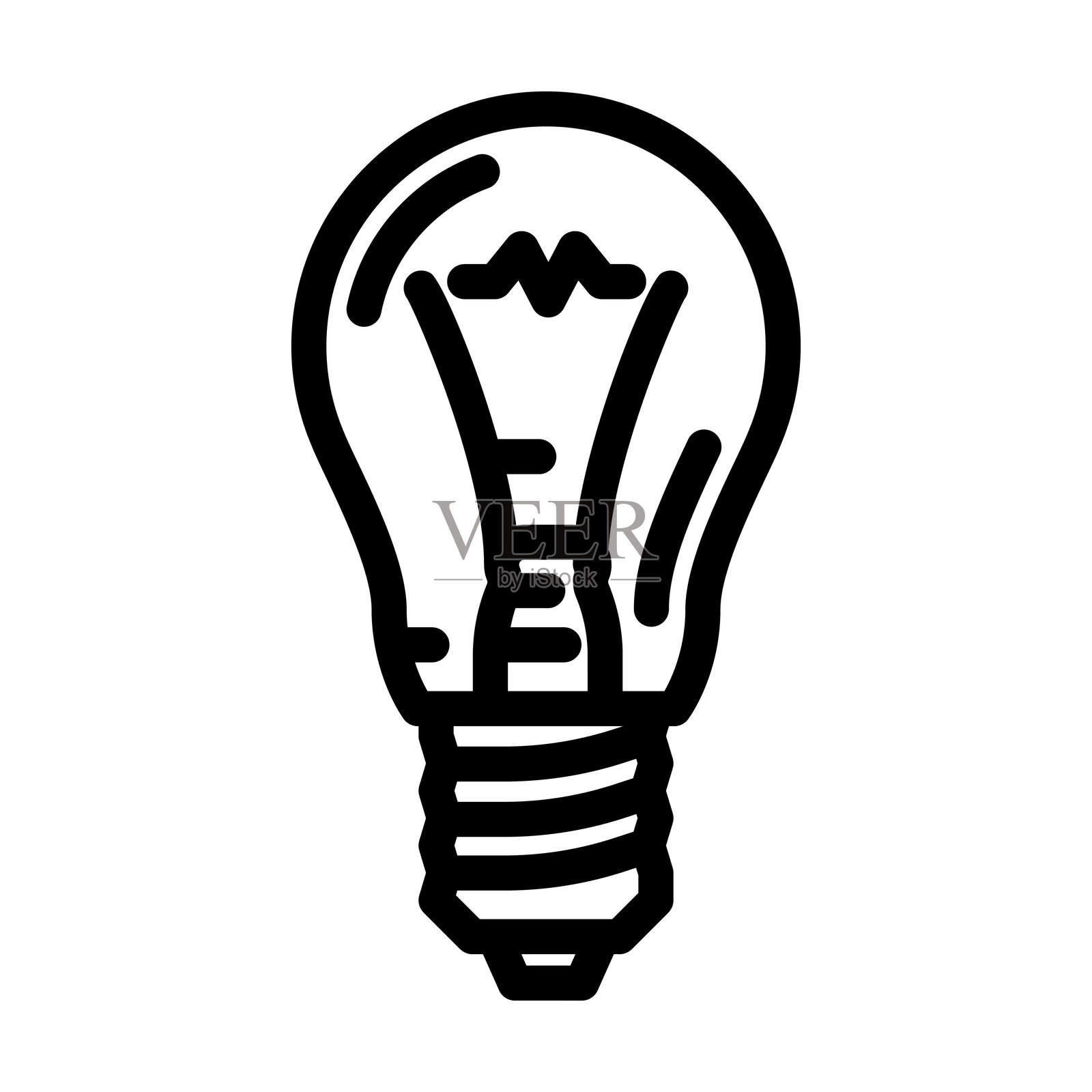 灯泡行业线条图标插图插画图片素材