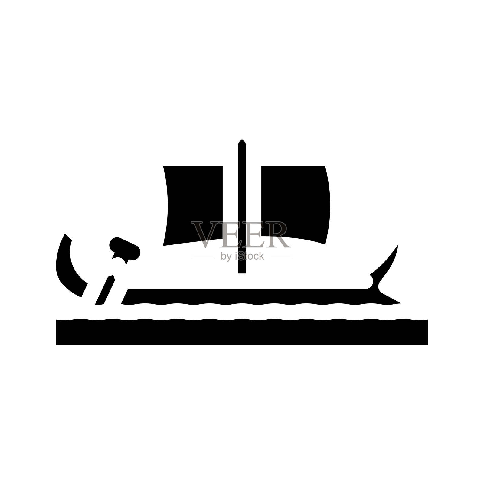 古代双桨船图标矢量插图插画图片素材