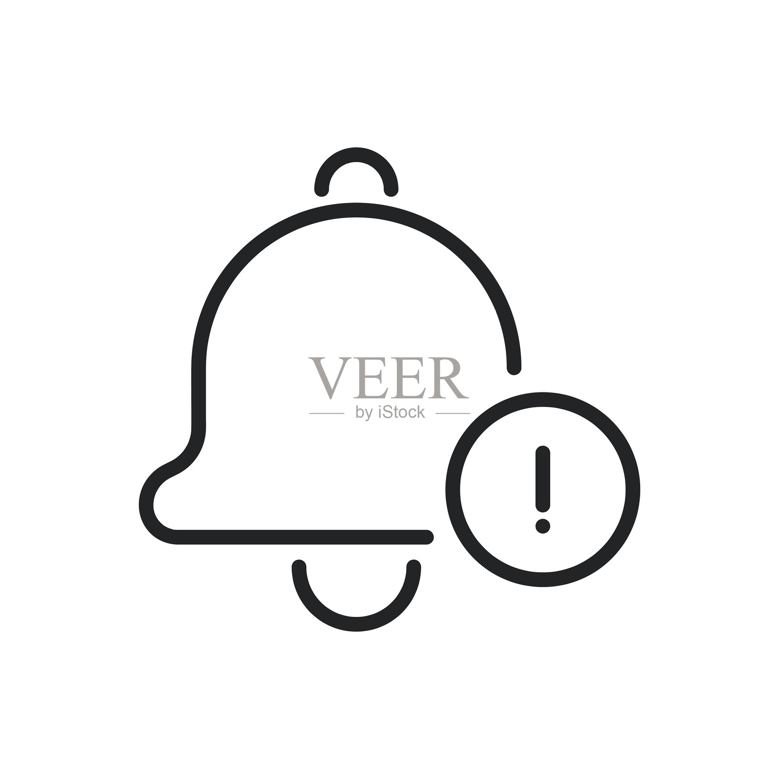 铃铛警告标志细线图标。可编辑的线条和完美像素，透明背景。插画图片素材
