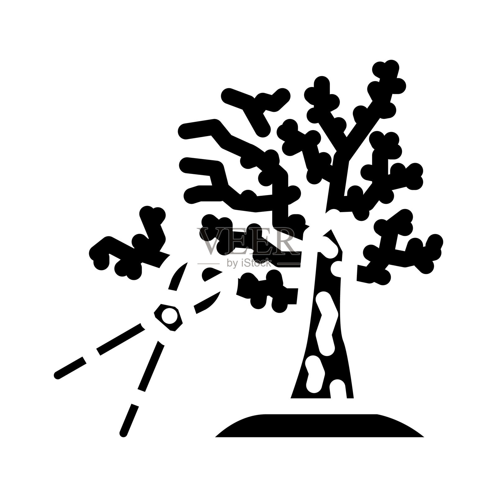 树木修剪园艺维护图标矢量插图插画图片素材