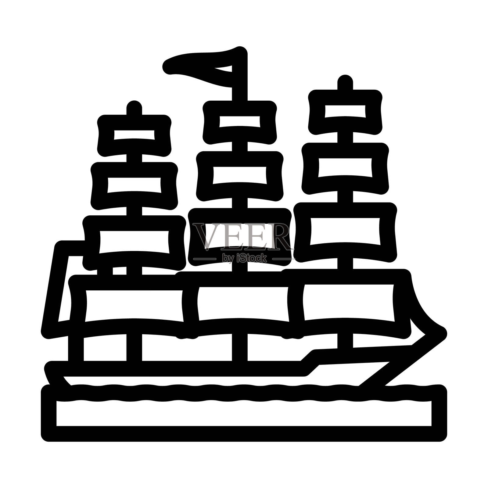 古老船只的线条图标插图插画图片素材