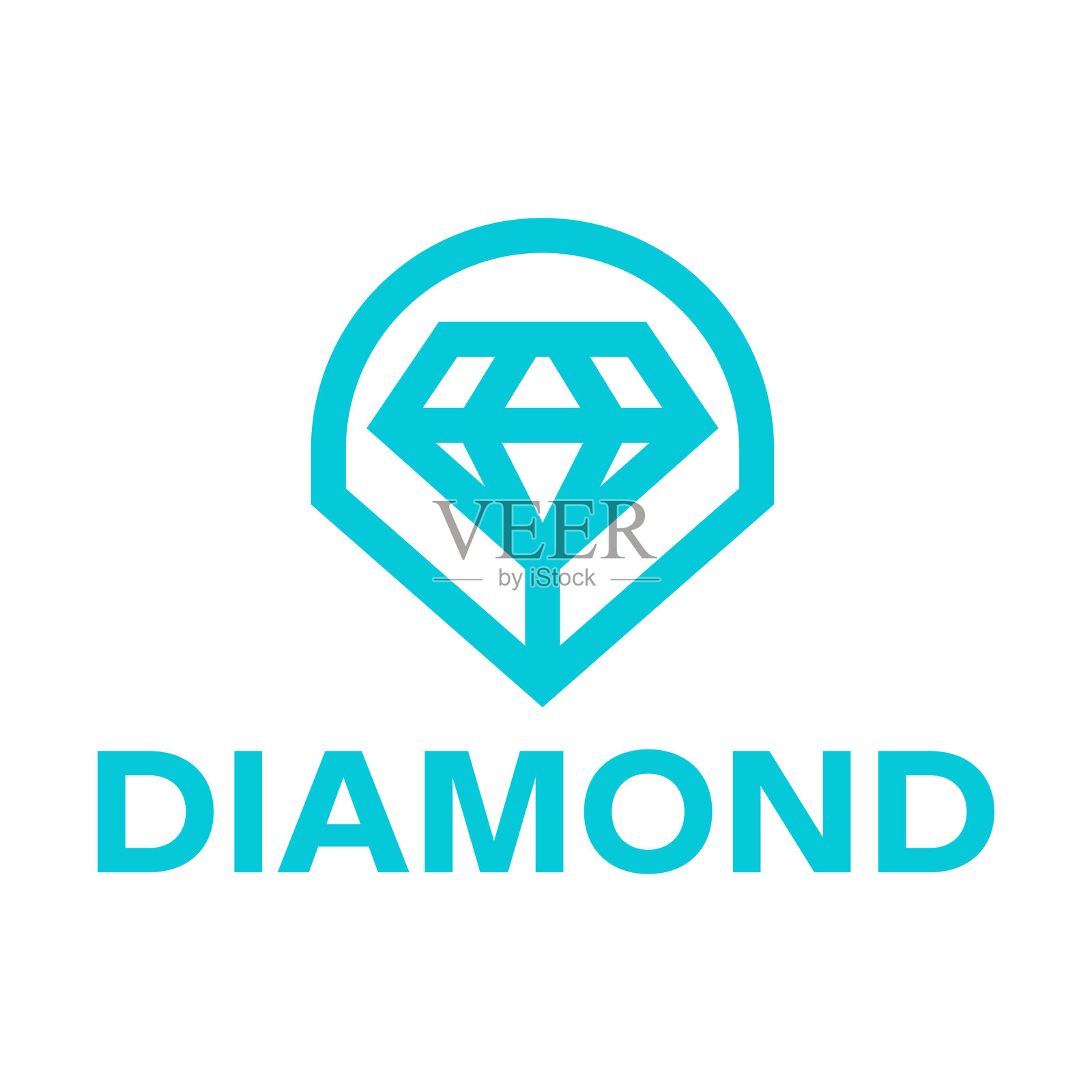 简约扁平的钻石logo设计插画图片素材