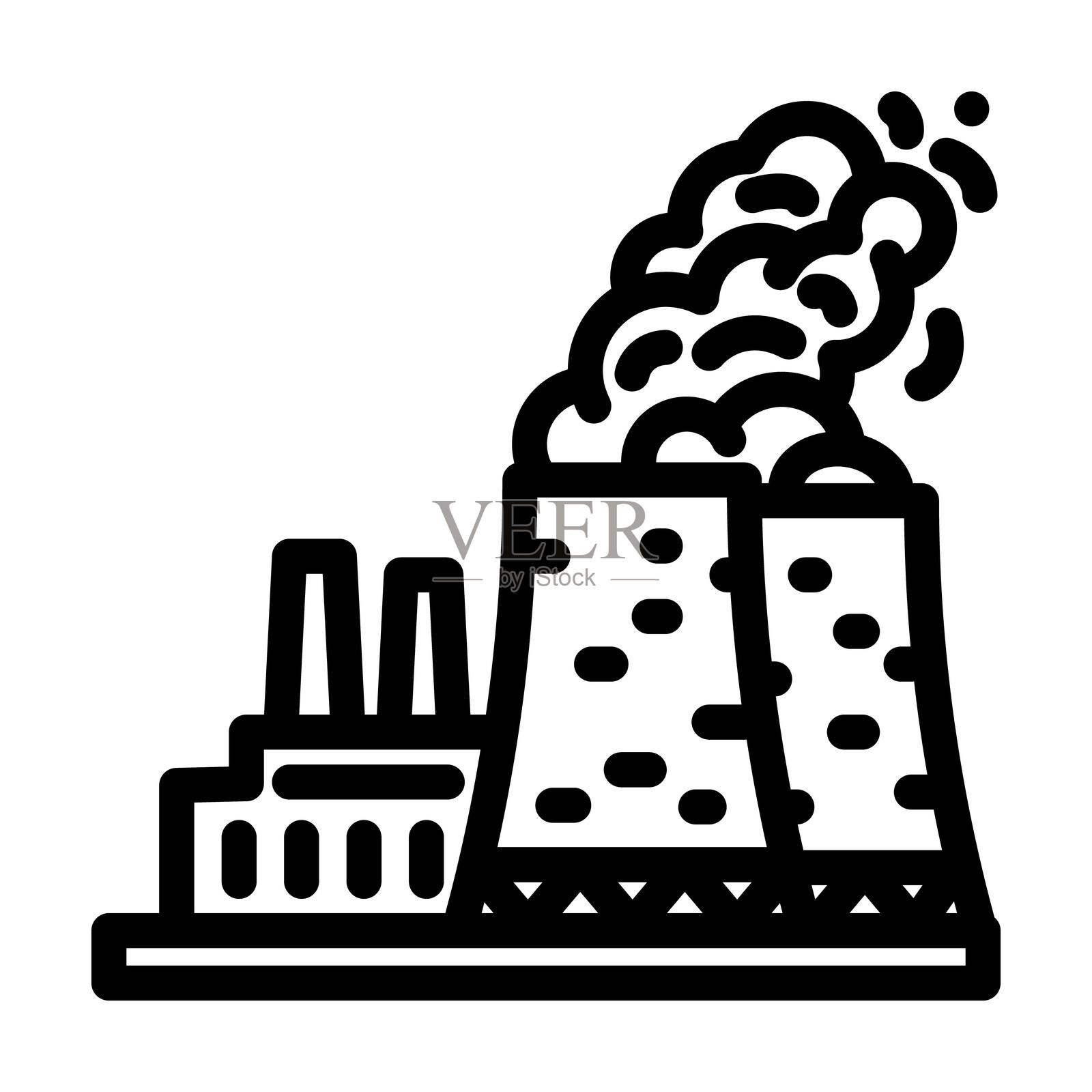 电力厂行业线条图标插图插画图片素材