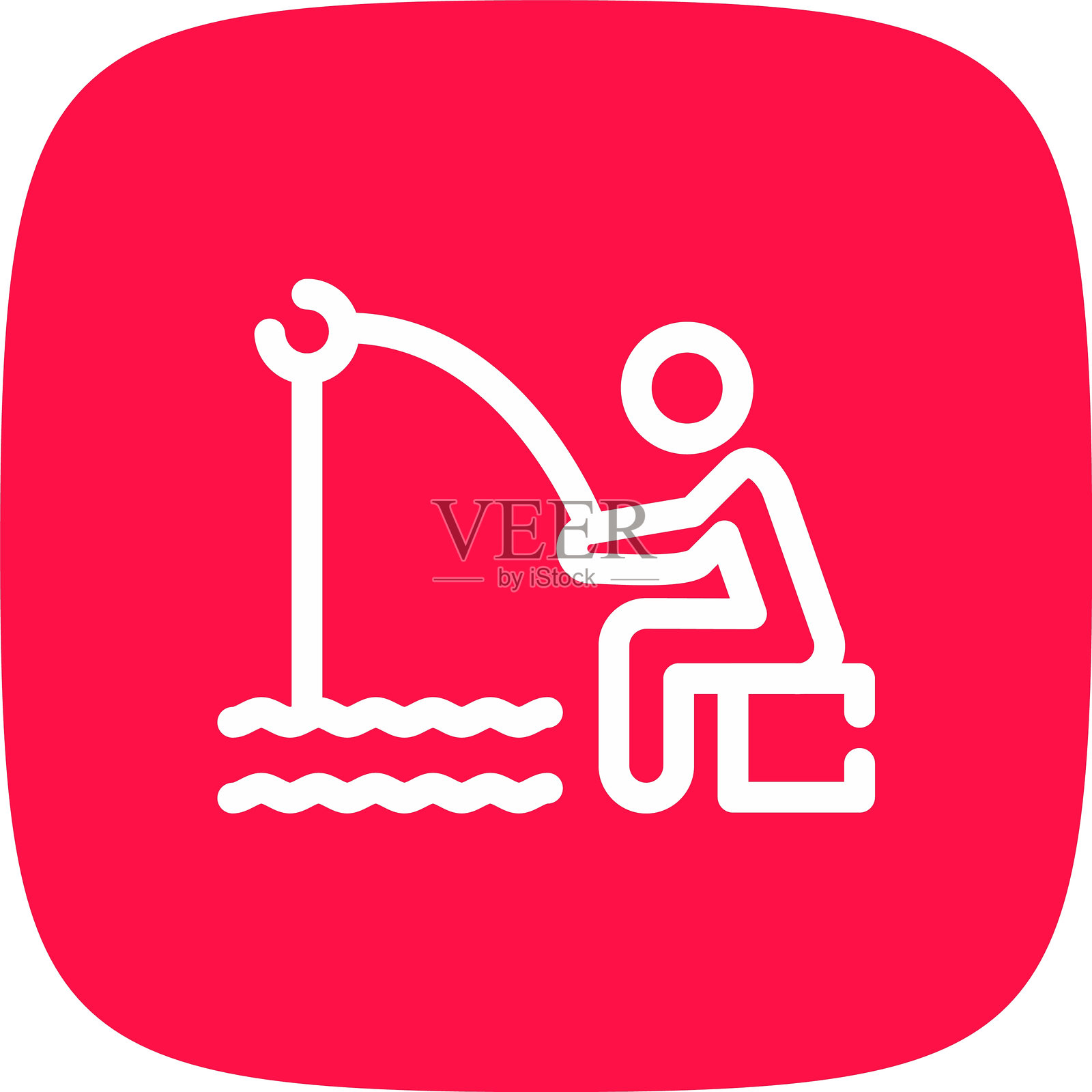 海岸钓鱼图标插画图片素材