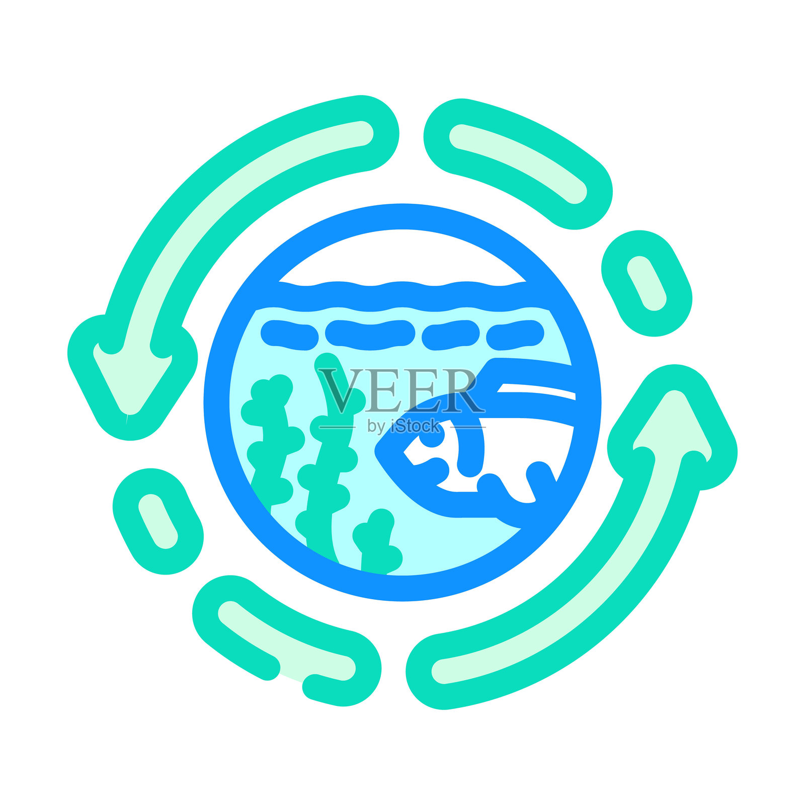 海洋生态系统世界海洋彩色图标插图插画图片素材