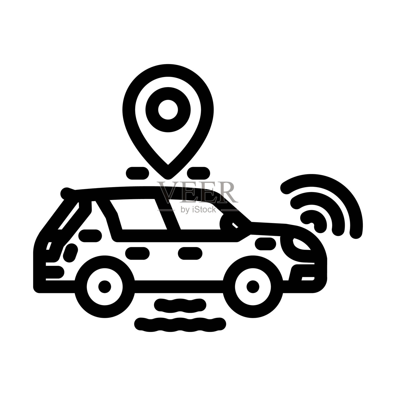 自主车辆行业四线图标矢量插图插画图片素材