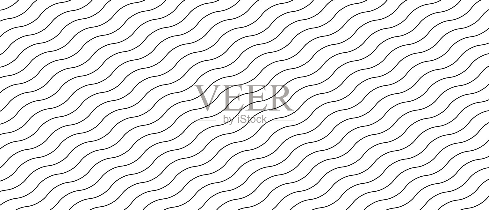 波浪无缝曲线图案。简单的波浪线无缝图案背景插画图片素材