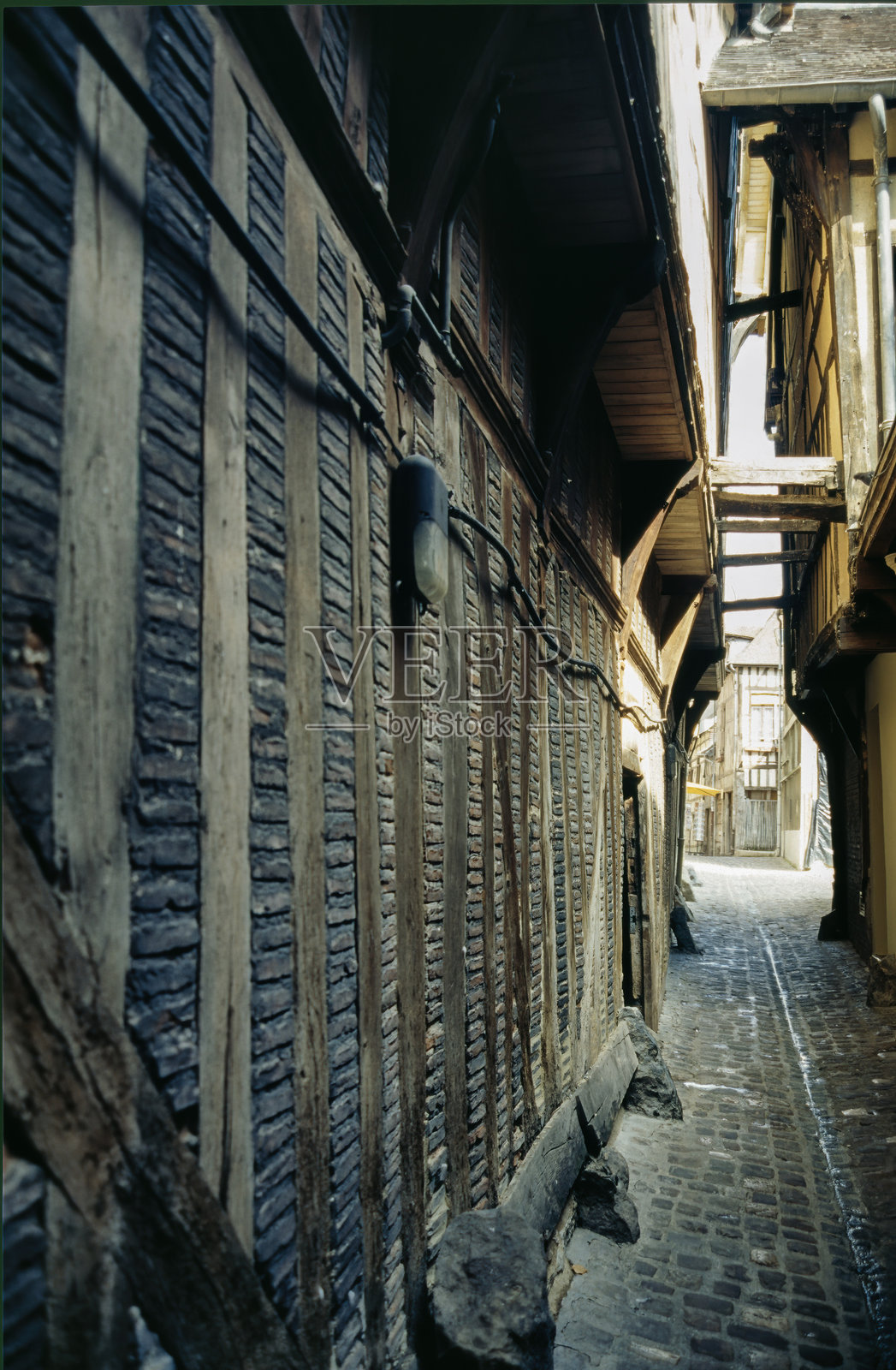 法国特鲁瓦：典型的半木结构房屋照片摄影图片