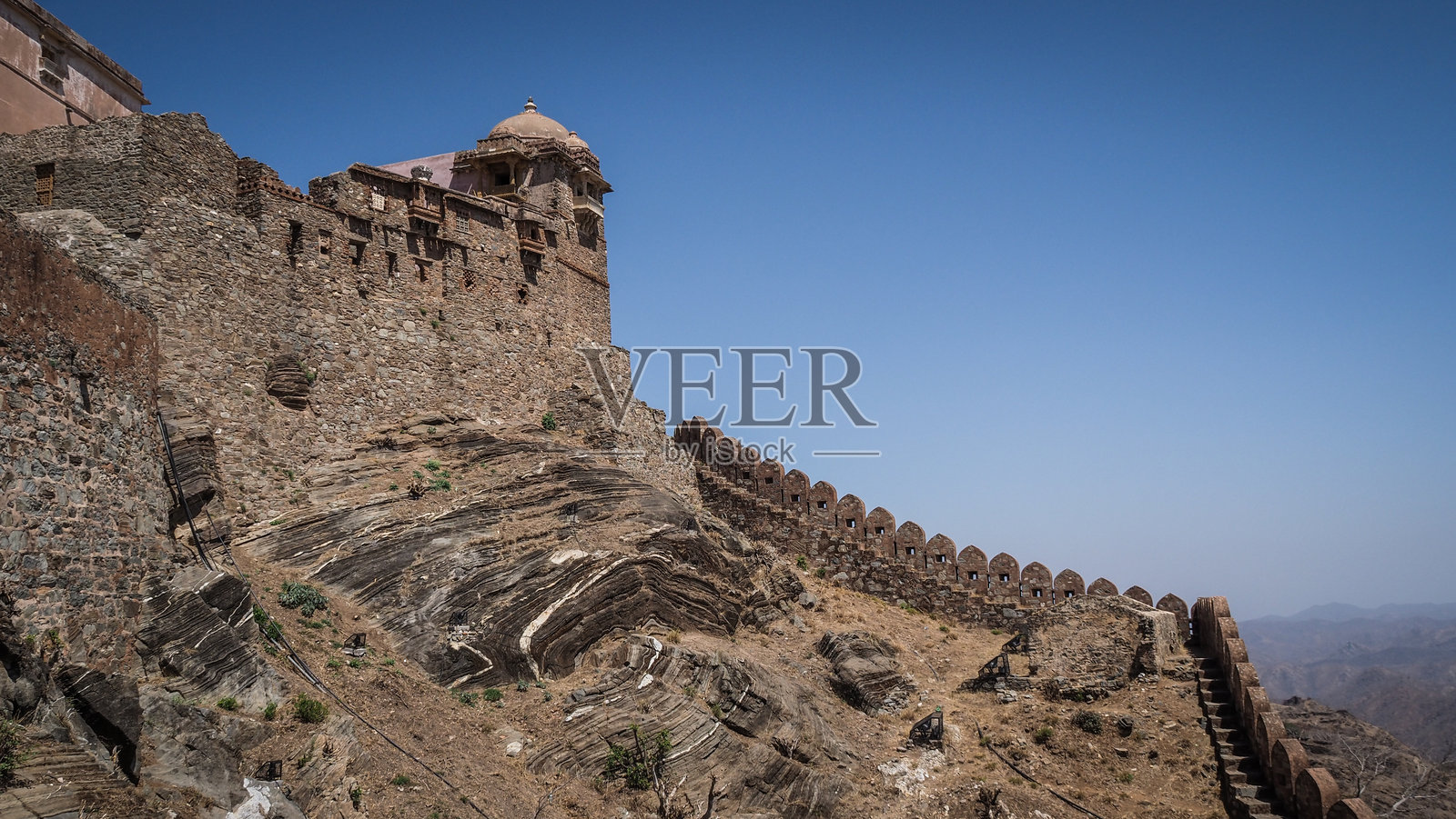 印度昆布尔加尔堡的建筑风格照片摄影图片