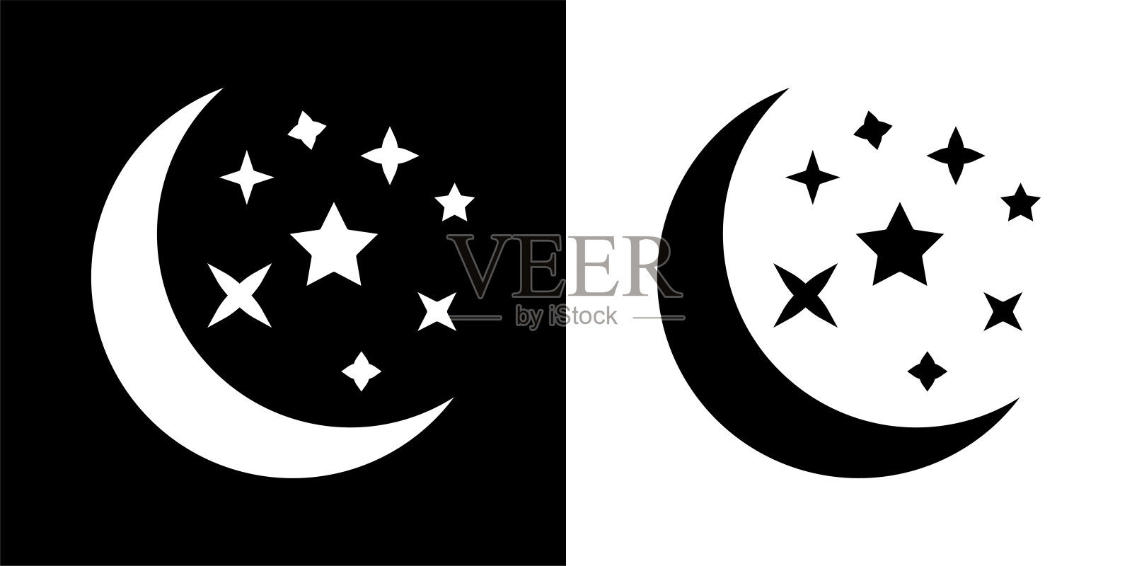 带星星的月亮图标。插画图片素材