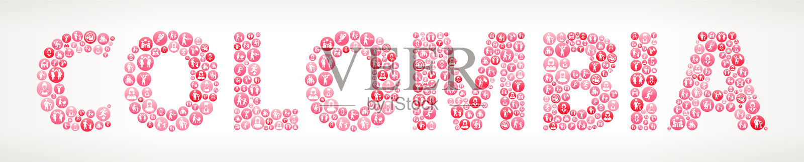 哥伦比亚妇女权利和女孩权力矢量按钮插画图片素材