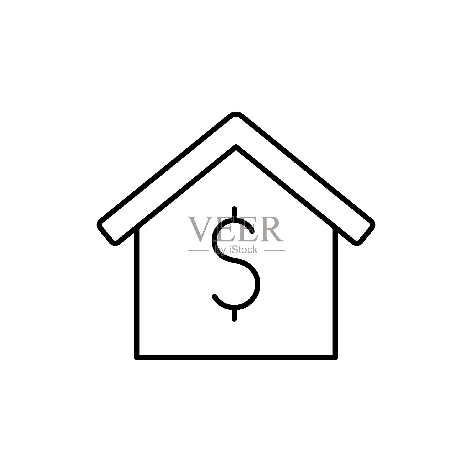 可编辑线条的房贷图标。该图标适用于网页设计、移动应用、用户界面、用户体验和图形用户界面设计。插画图片素材