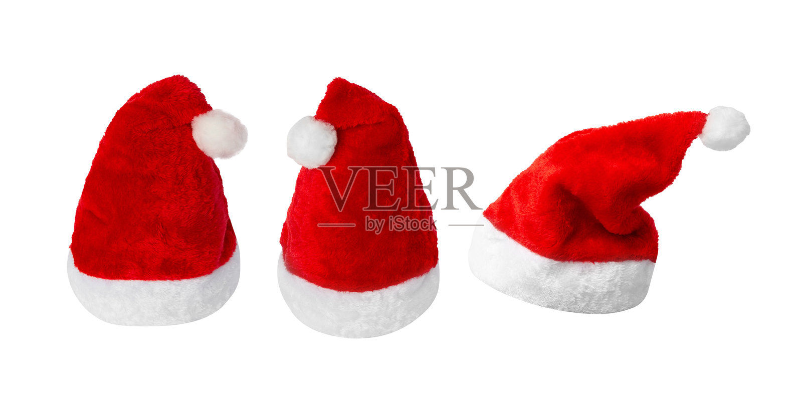 白色背景上的圣诞老人帽，带有剪切路径，具有全景深效果照片摄影图片
