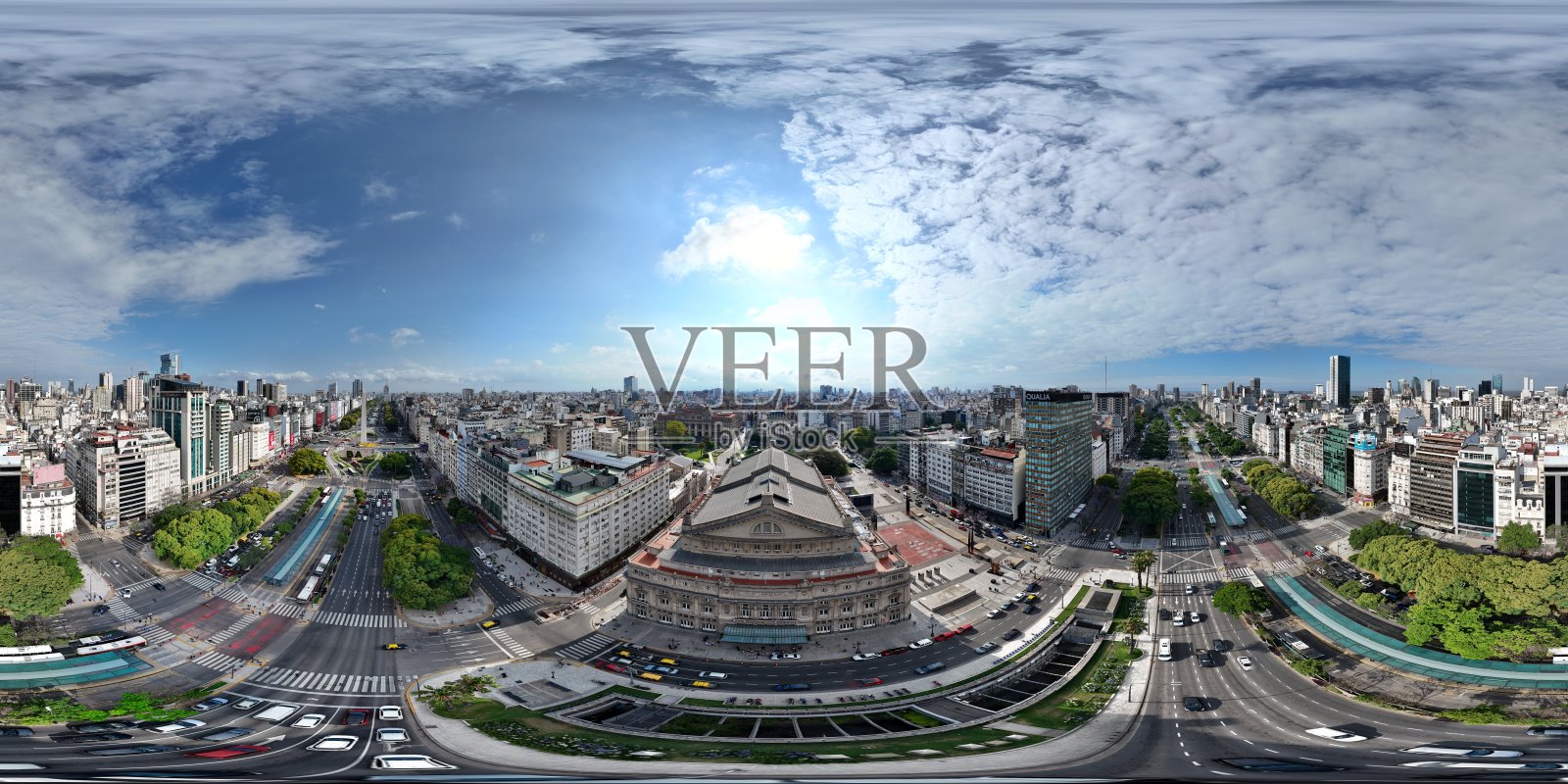 阿根廷布宜诺斯艾利斯的科隆剧院360度航拍照片照片摄影图片