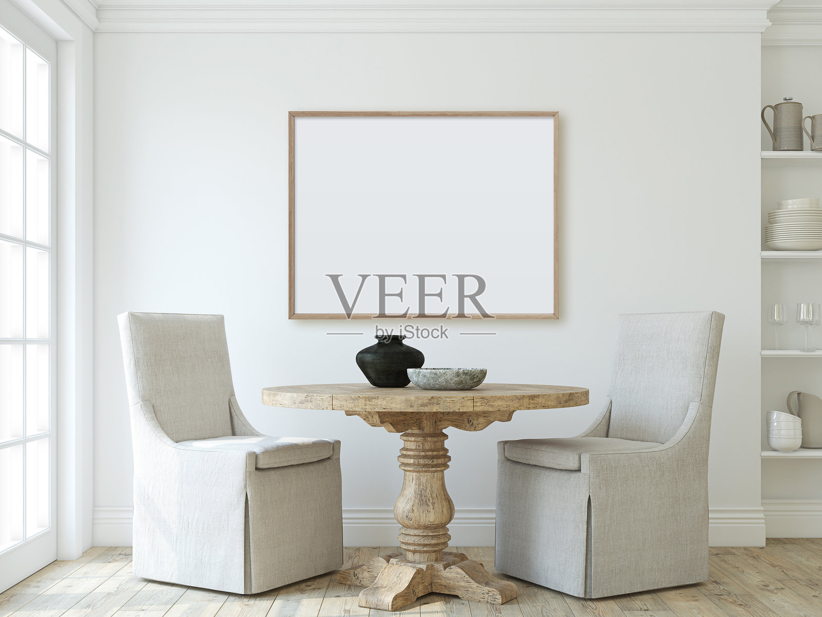 现代餐厅。框架样板。3D渲染。照片摄影图片