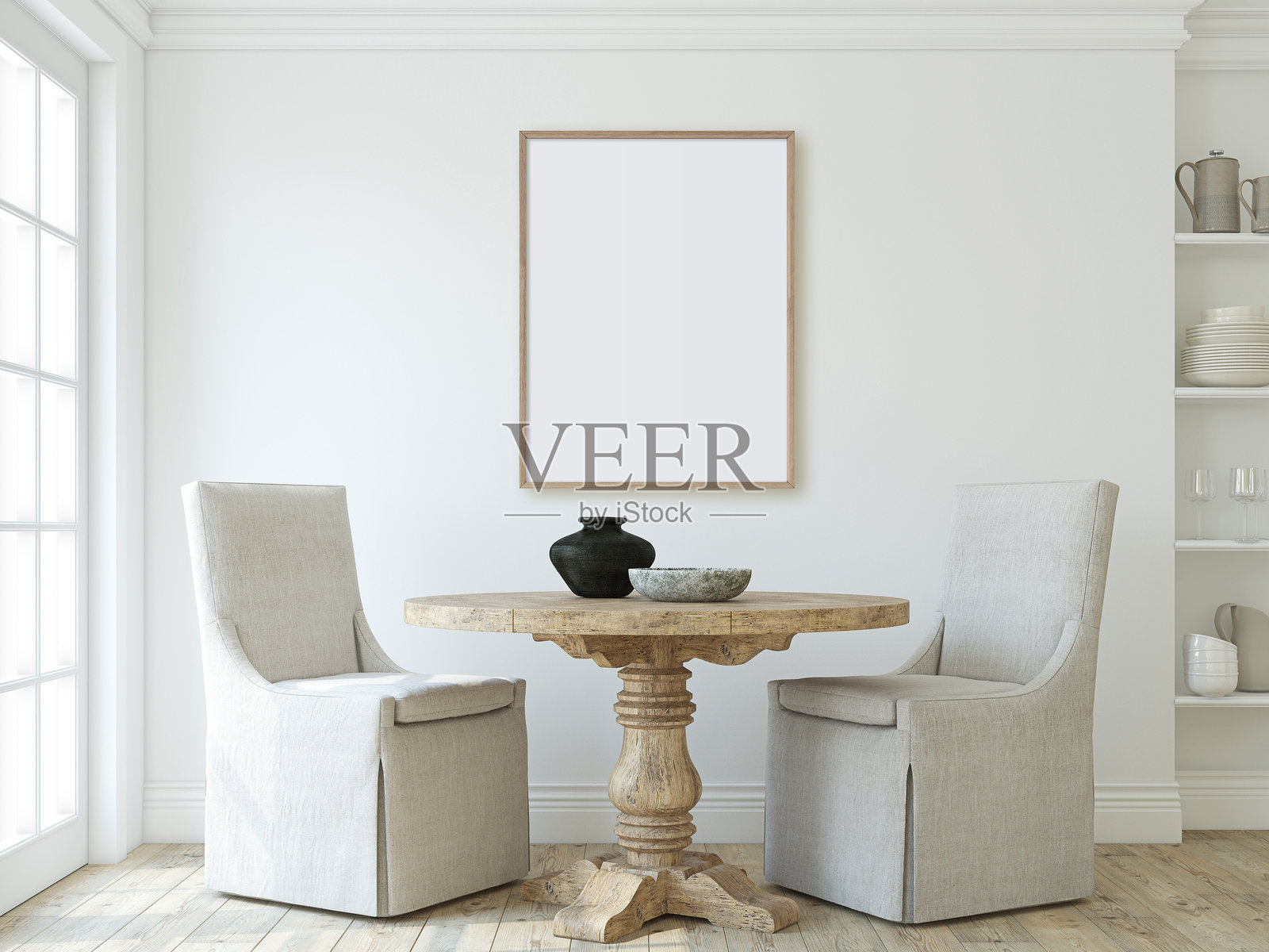 现代餐厅。框架样板。3D渲染。照片摄影图片