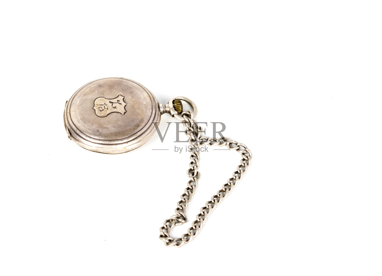 白色背景上的老式怀表照片摄影图片