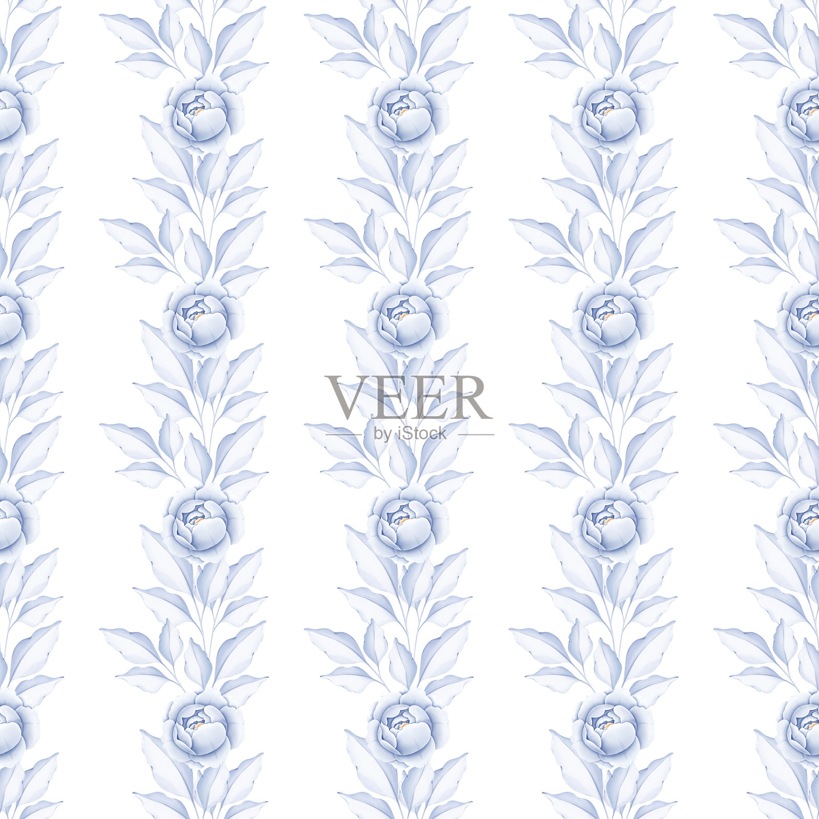 水彩花卉牡丹和叶子的无缝图案。非常适合用于面料、剪贴簿、横幅、卡片和包装纸。插画图片素材