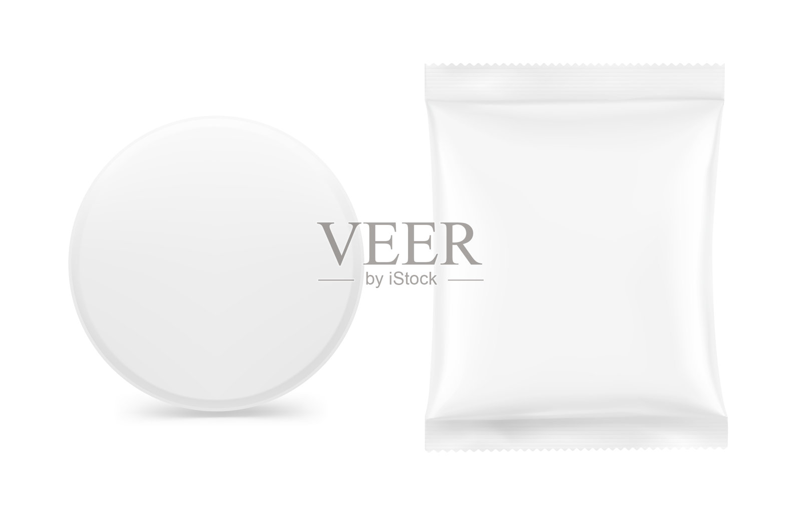 淋浴蒸汽剂模型与枕头包装套件模型。插画图片素材