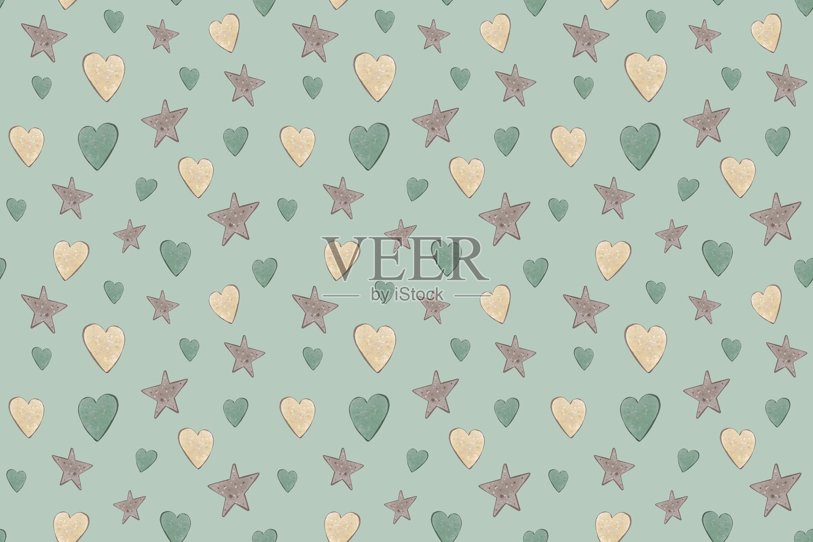 无缝图案，包含幼儿木制玩具。手绘插图的婴儿车和摇铃。适合儿童的水彩无缝背景。用于儿童纺织品或壁纸的印刷。插画图片素材