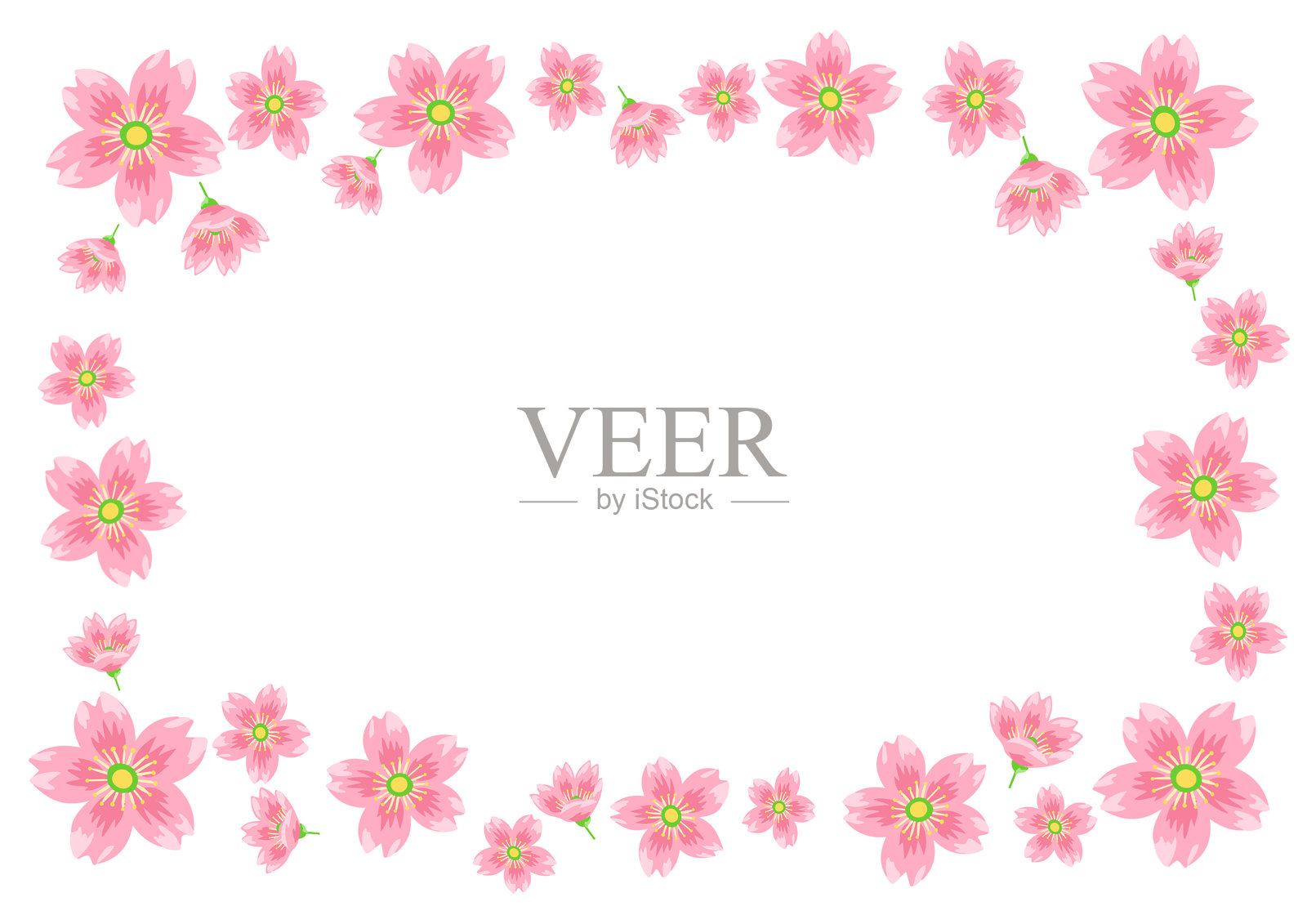 樱花花环插图插画图片素材