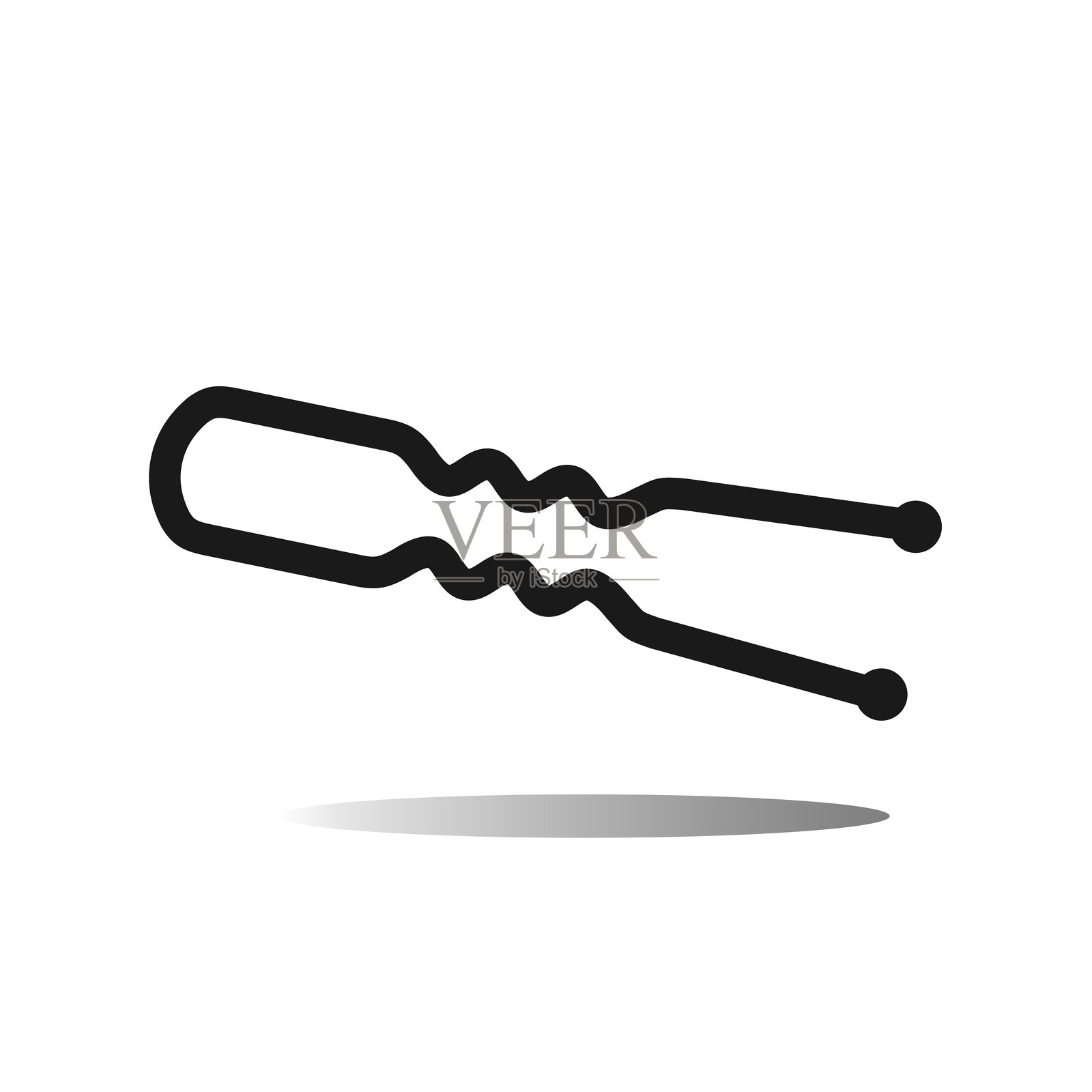 发型创作用的隐形发夹配件。发型师的设备剪影。用于网络目的。矢量插图，背景为白色。插画图片素材