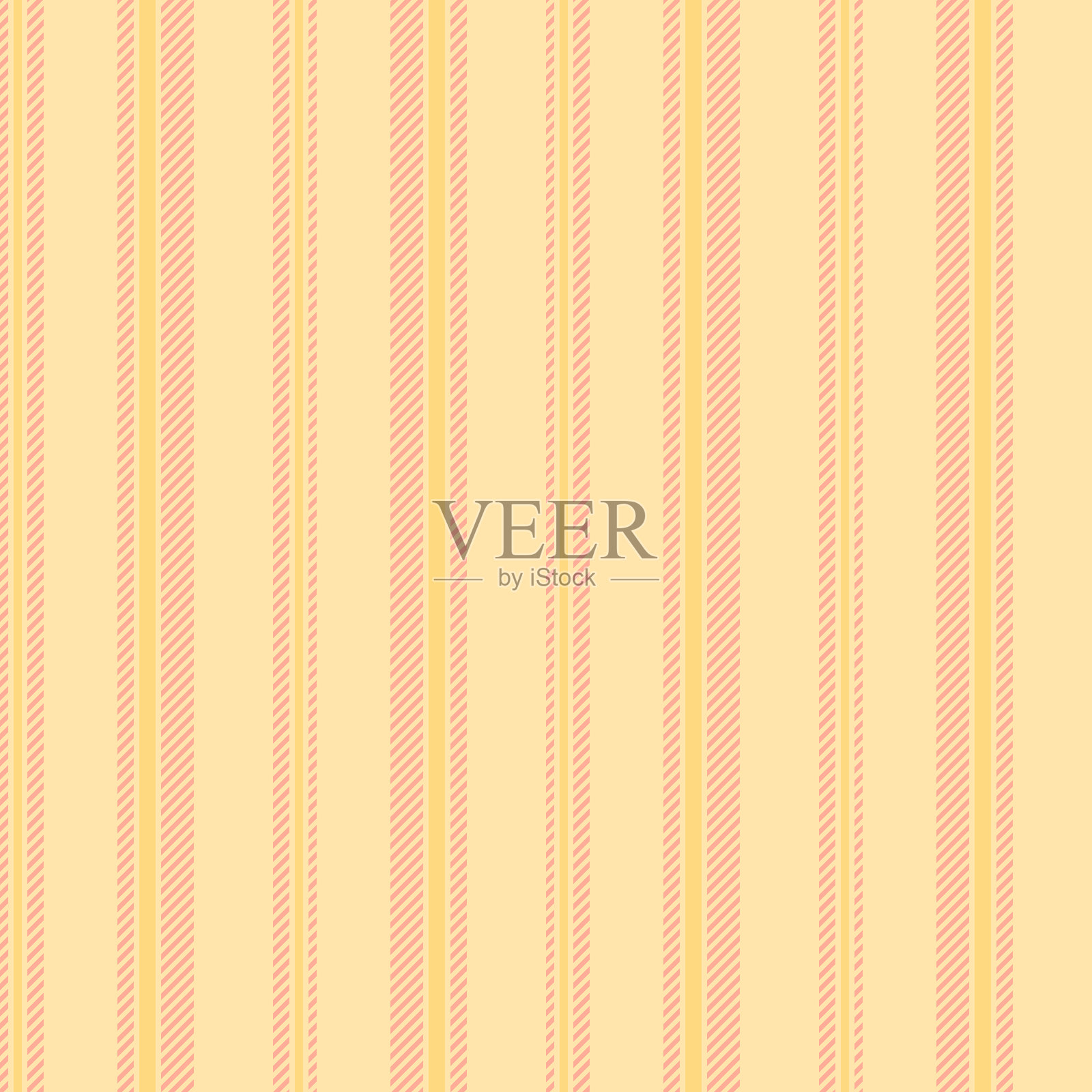 条纹无缝重复的抽象图案。这是一幅粉色和黄色的无缝条纹矢量插图。插画图片素材