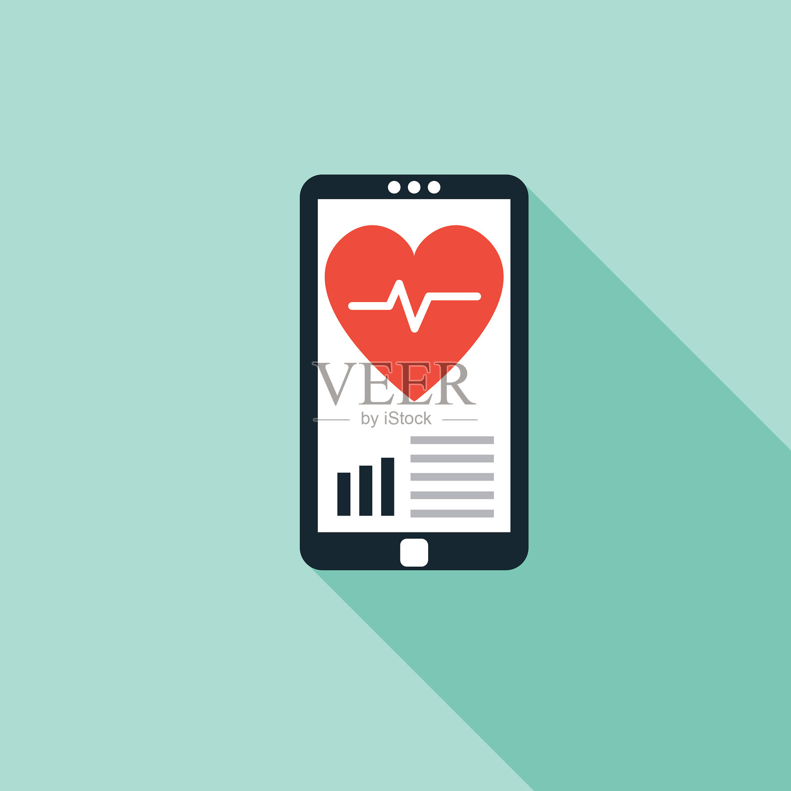 医疗保健图标在平面设计风格-平板电脑插画图片素材