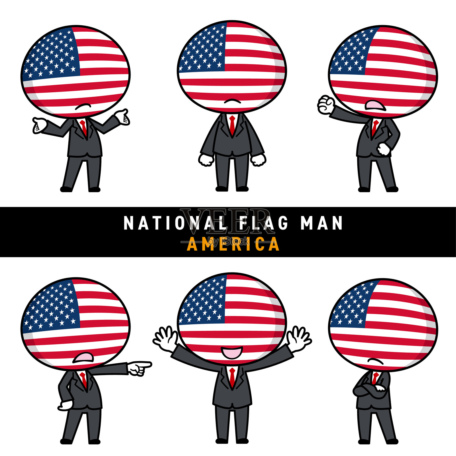 象征美国国旗的人物的插图插画图片素材