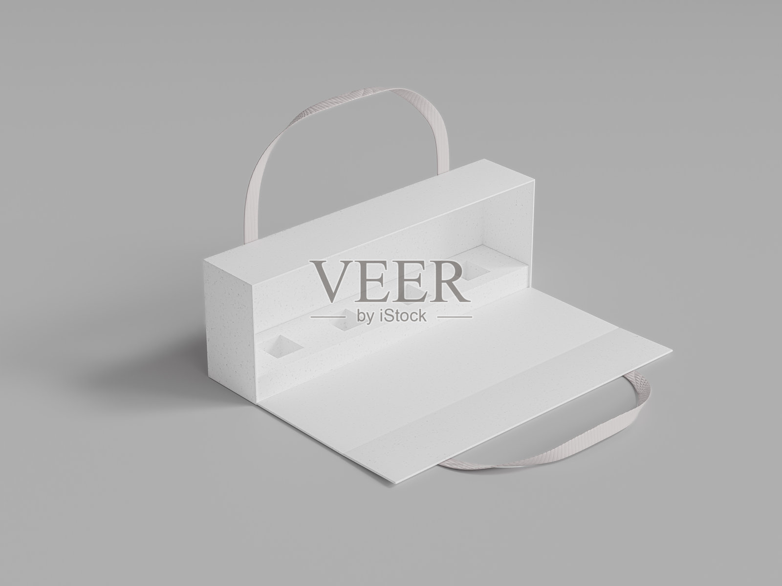 可折叠的矩形盒子，带有丝带手柄的包装，翻盖纸盒与产品锁托盘的模型，长方体形状的礼品盒，奢华行李形状的盒子，高档产品硬纸储存盒照片摄影图片