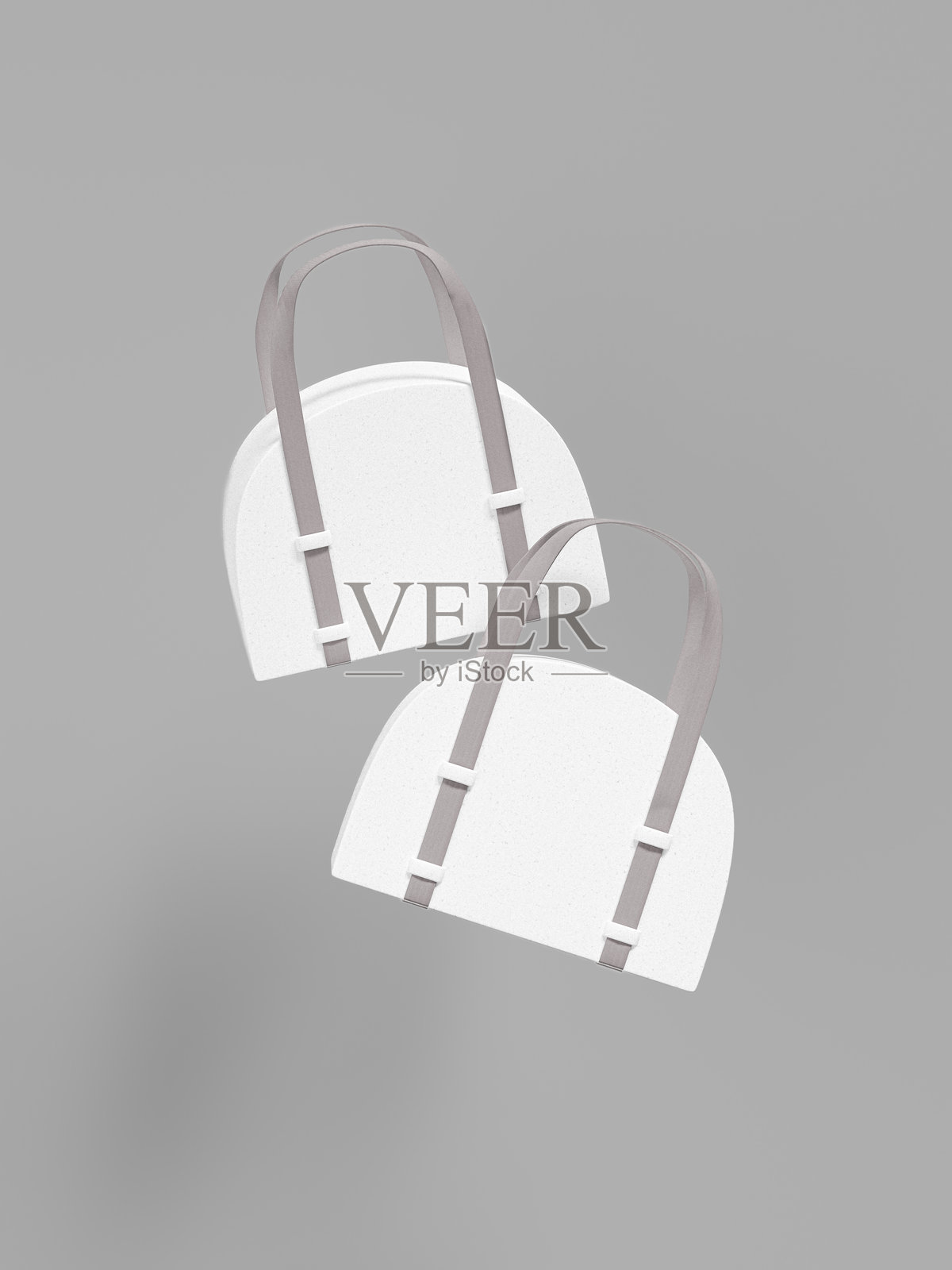 半圆形行李箱盒子模型，豪华圆边矩形行李包装套装，带把手的优质硬纸箱行李箱，带丝带把手的行李包形状纸板礼品盒模型照片摄影图片