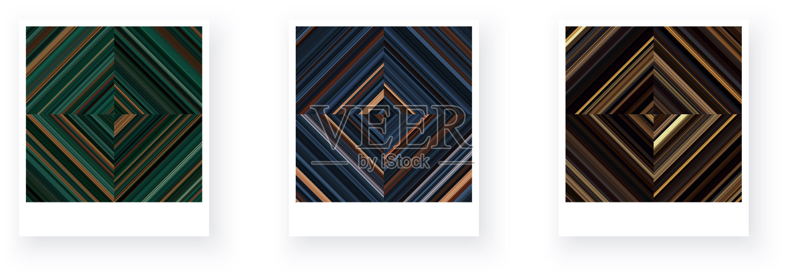 方形格子条纹几何图案的纸卡变体。细绿、蓝、棕色条纹。插画图片素材