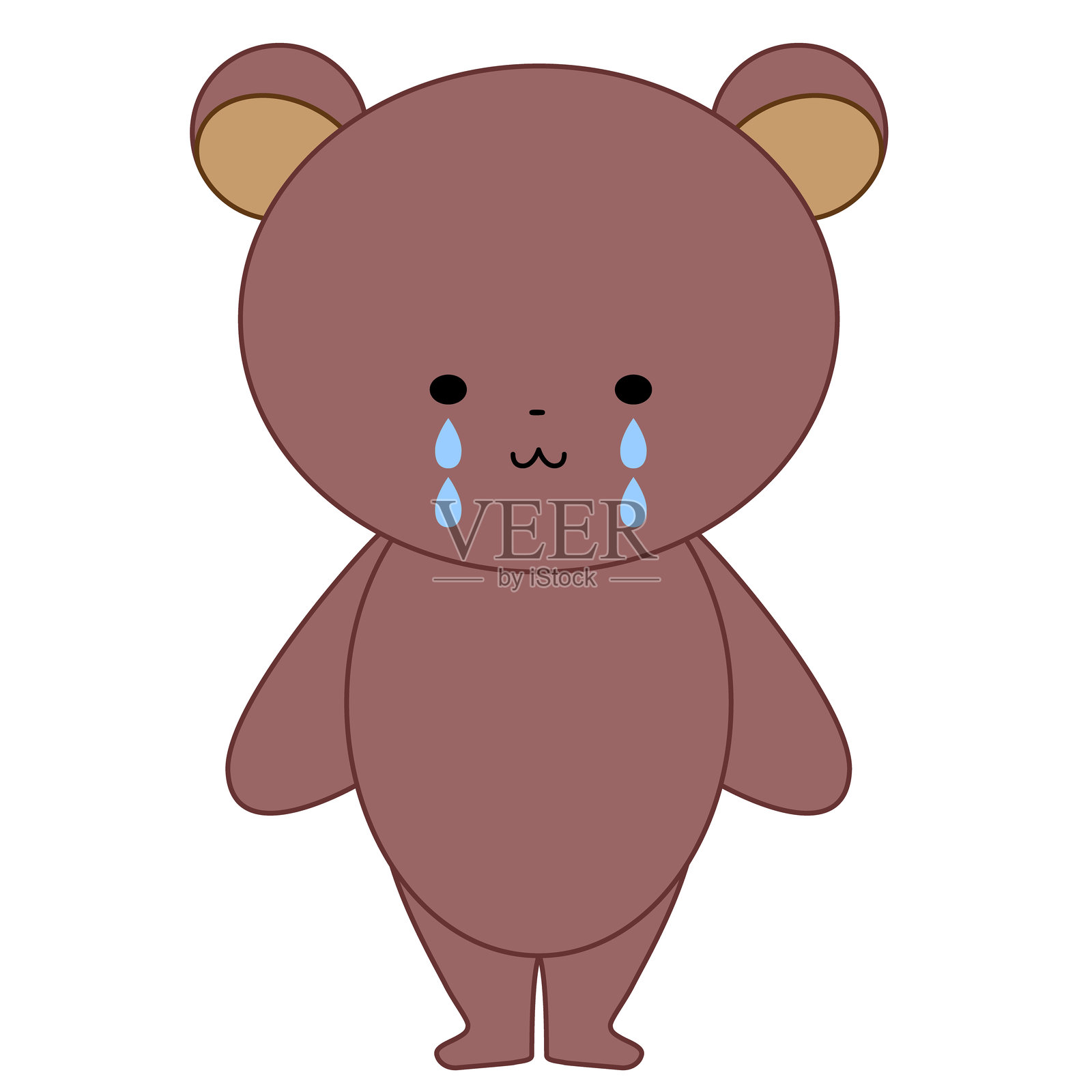 伤心哭泣的可爱熊熊插画图片素材