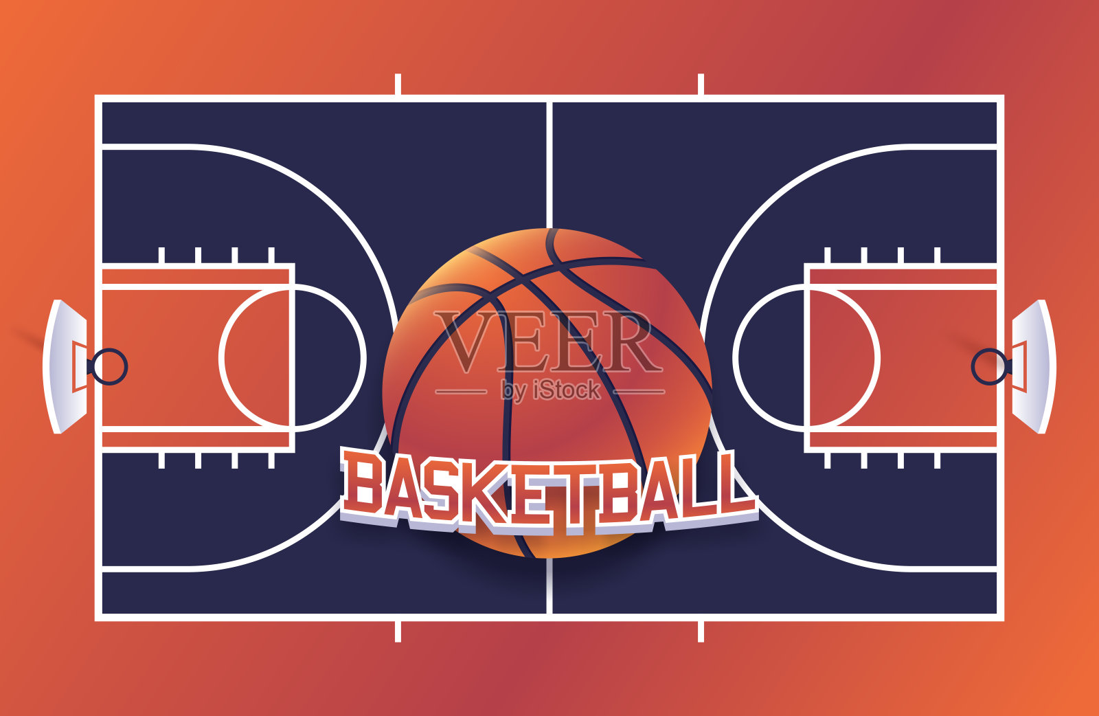 篮球场背景插画图片素材