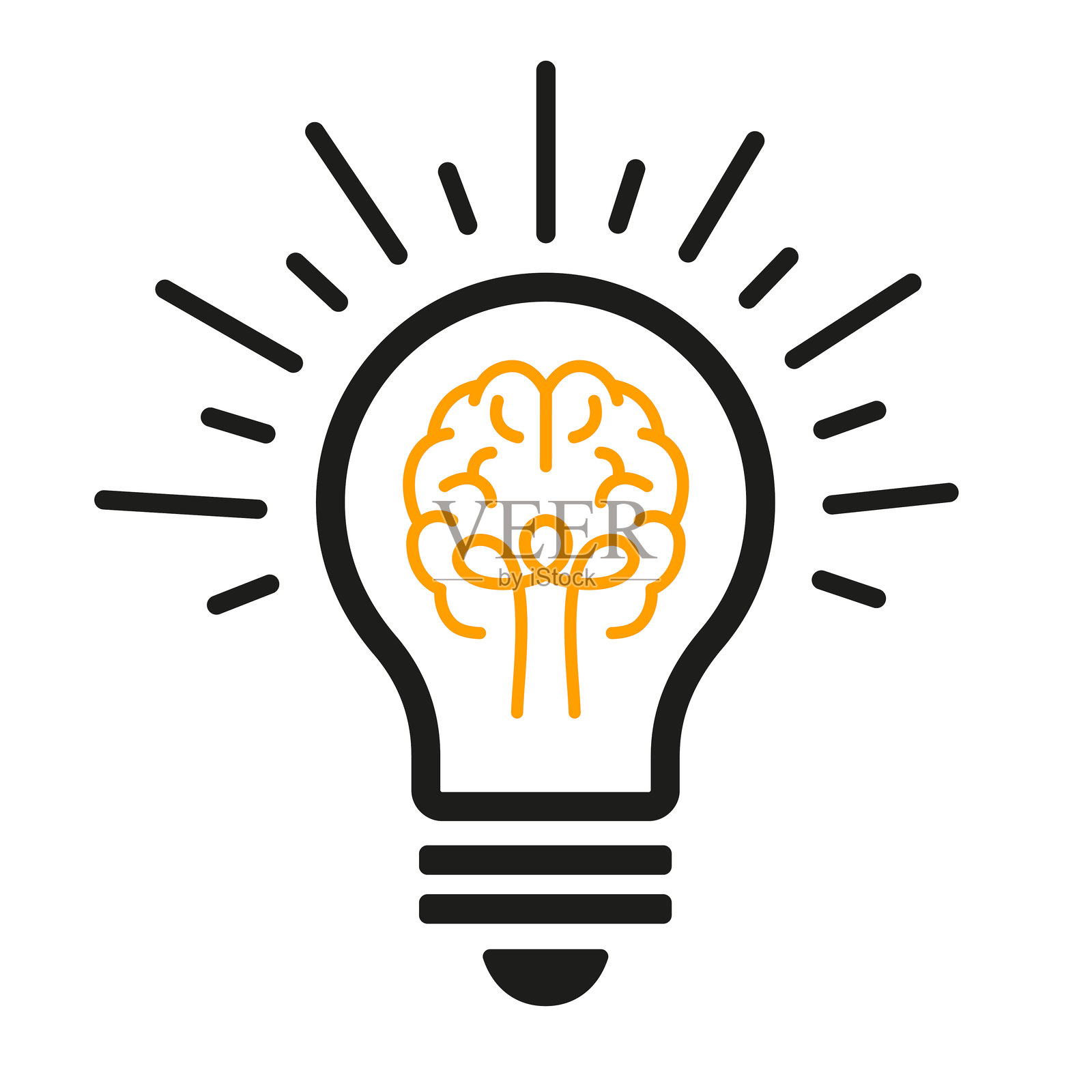 大脑和灯泡图标插画图片素材
