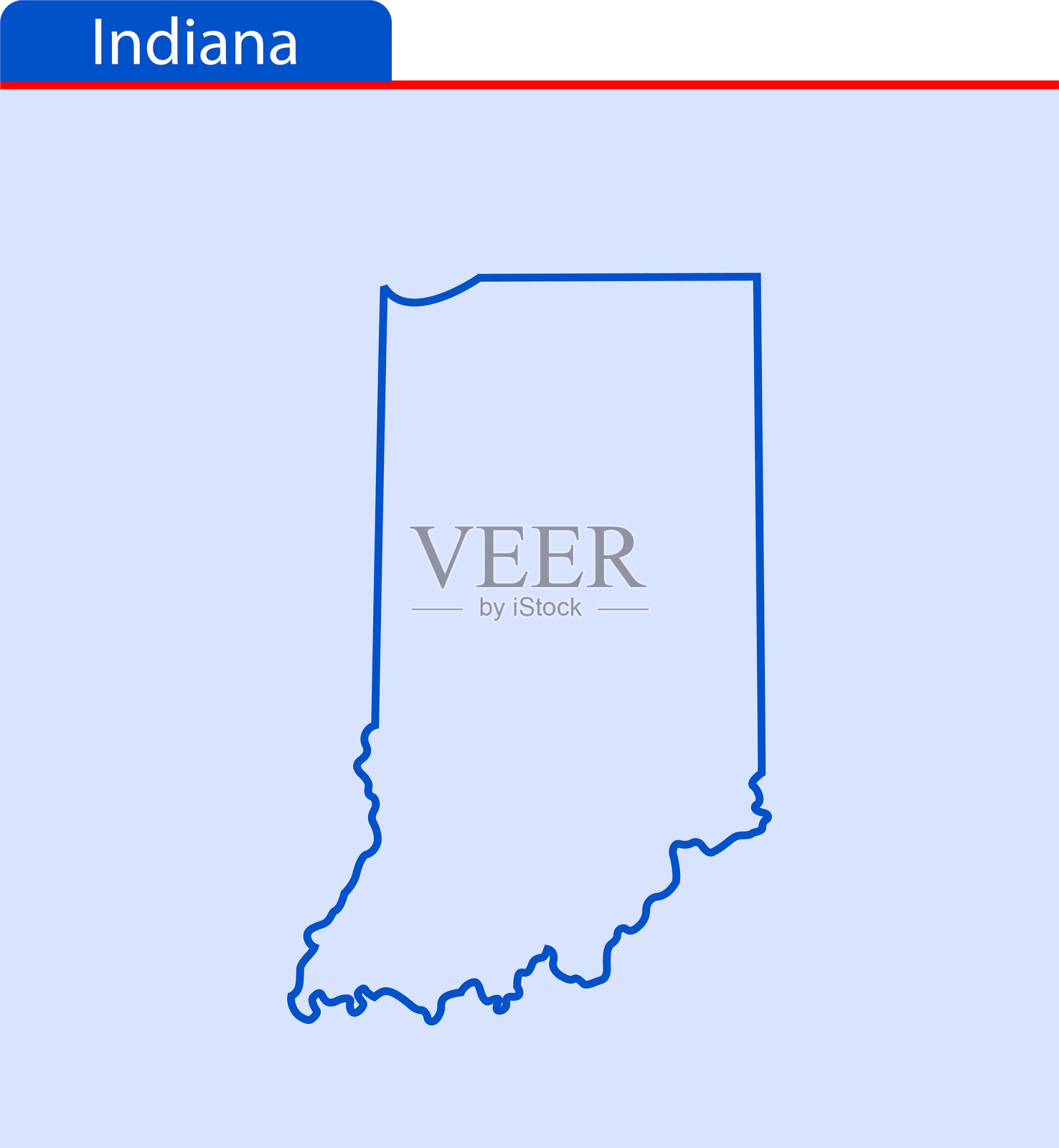 印第安纳州地图插画图片素材