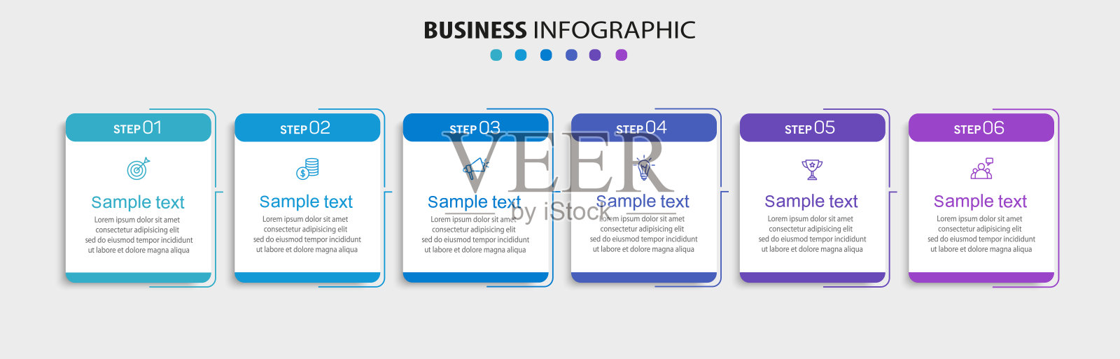 包含6个选项和步骤的信息图设计商业模板插画图片素材